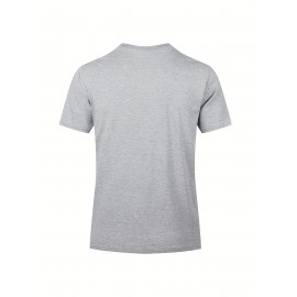 5pcs Multi Color Men's Solid Comfy Cotton Casual T-Shirts Set, Basic Crew Neck Tees For Summer Sports