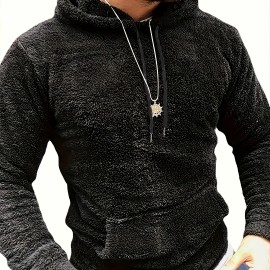 Cool Warm Fluffy Hoodies For Men, Men's Casual Snuddie Pullover Hooded Sweatshirt With Kangaroo Pocket Streetwear For Winter Fall, As Gifts