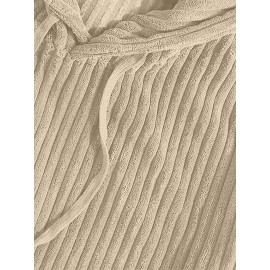 Vintage Corduroy Hoodies For Men, Men's Casual Pullover Hooded Sweatshirt With Kangaroo Pocket Streetwear For Winter Fall, As Gifts